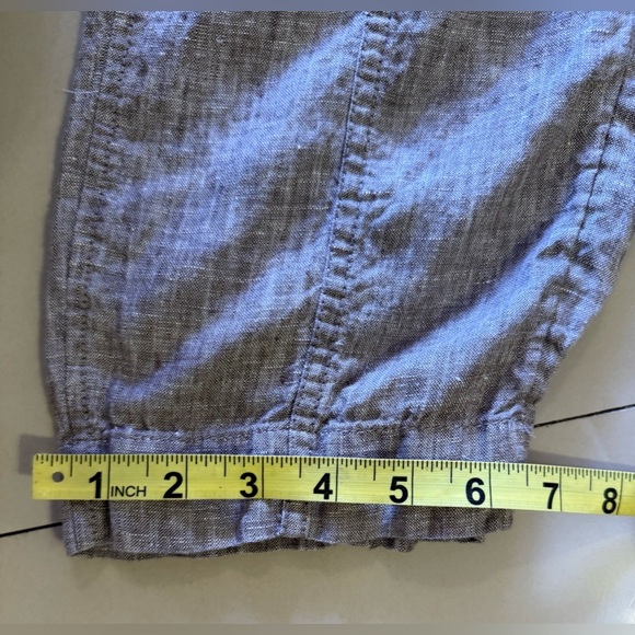 Athleta tall gray pants linen elastic waist and  foot 4 pockets tie size L - Picture 11 of 16